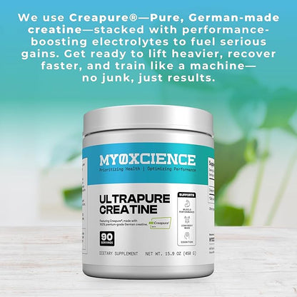 MYOXCIENCE Creapure® Creatine | 5 Grams German Creatine Monohydrate Per Serving | Supports Muscle Performance, Lean Body Mass, & Cognition (90 Serving Jar)