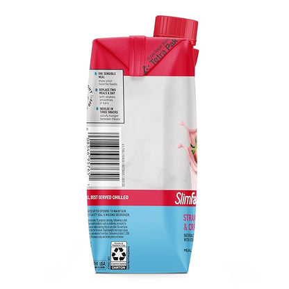 SlimFast Meal Replacement Shake, Original Strawberries & Crème, No Added Sugar, Meal Replacement Shakes, 10g Ready to Drink Protein, 5g Fiber, 25 Vitamins and Minerals, 11 Fl. Oz, 12 Count (Pack of 2)