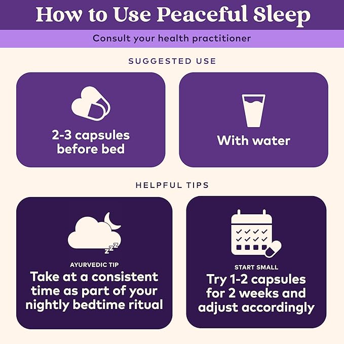 ORGANIC INDIA Peaceful Sleep Herbal Supplement - Deep Sleep Aid for Adults, Natural Herbal Aid Without Melatonin, Supports Circadian Rhythm, USDA Certified Organic, Non-GMO - 90 Capsules