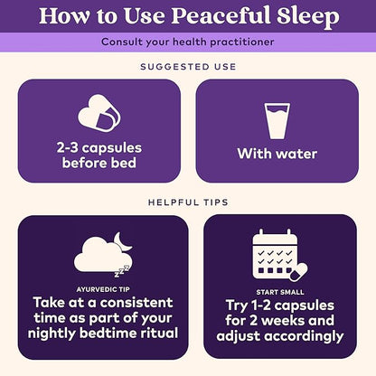 ORGANIC INDIA Peaceful Sleep Herbal Supplement - Deep Sleep Aid for Adults, Natural Herbal Aid Without Melatonin, Supports Circadian Rhythm, USDA Certified Organic, Non-GMO - 90 Capsules