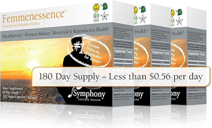 Femmenessence® MacaHarmony® – Clinically Studied Hormone Balance Support for Menstrual Health, PMS Relief, Mood, Skin & Fertility (360 Capsules, 180 Day Supply)