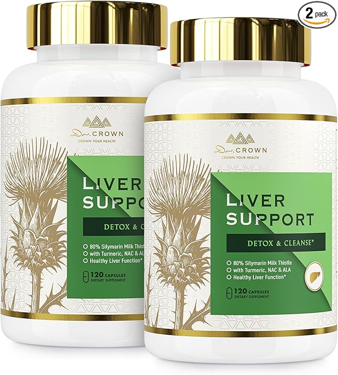 Liver Cleanse Detox & Repair - Milk Thistle Supplement, with Silymarin, N-Acetyl Cysteine(NAC), Artichoke, Turmeric & Dandelion for Liver Detox, Cleanse, Gluten Free, Non-GMO - 240 Capsules
