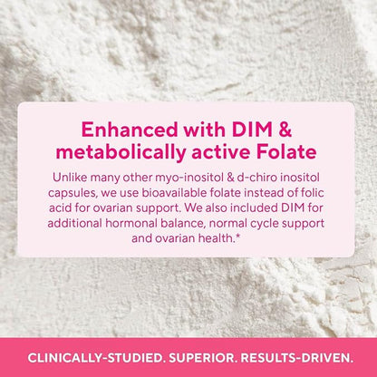 Premium Ovarian Health Support Supplement – Hormone Balance, Ovulation & Cycle Regularity - Myo-Inositol & D-Chiro Inositol Supplement for Women – 40:1 Inositol Ratio With Folate & DIM – 90 Capsules