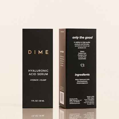 DIME Beauty Hyaluronic Acid Serum - Ultra Hydrating Anti-Aging Face Serum for Dry Skin, Plumping and Smoothing Fine Lines, Lightweight, Vegan, Cruelty-Free Facial Serum, 1 oz / 30 ml