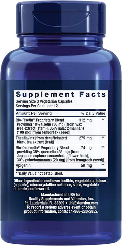 Life Extension Senolytic Activator®*, Healthy Aging, Cellular Health Support, bioavailable quercetin and Fisetin, apigenin, Black Tea theaflavins, Gluten Free, Non-GMO, Vegetarian, 36 Capsules
