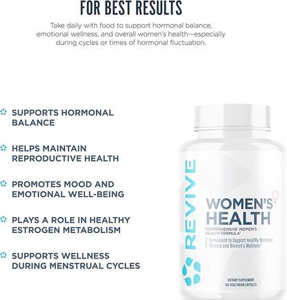 Revive MD Hormone Balance for Women – Hormone Support Supplement w/Myo-Inositol, Chaste Berry, DIM, Vitamins C & E, Evening Primrose Oil – Health & Hormonal Balance (180 Capsules, 30 Servings)
