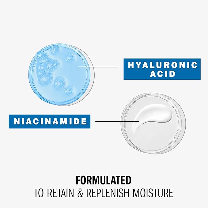 Olay Hyaluronic Acid Face Mousturizer, Plump & Hydrate, Fragrance-Free - Hydrating Gel for Dry Skin Retain & Replenish Moisture, with Niacinamide, Non-Greasy, 2 Oz