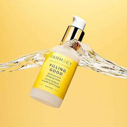 Farmacy Hyaluronic Acid Serum for Face - Filling Good Face Serum with Vegan Collagen Peptides - Helps Smooth Fine Lines + Wrinkles - Hydrating, Plumping + Anti Aging Skin Care (5ml)
