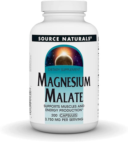 Source Naturals Magnesium Malate, Supports Muscles and Energy Production*, 3750 MG - 200 Capsules