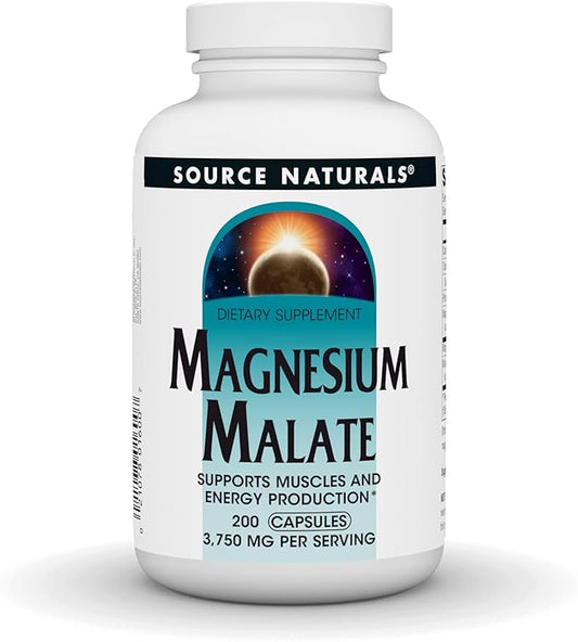 Source Naturals Magnesium Malate, Supports Muscles and Energy Production*, 3750 MG - 200 Capsules