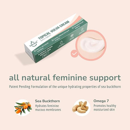 Topical Vulva Cream - Daily Feminine Care Moisturizer Helping with Vaginal Dryness, Burning, Itching, Lubrication & Comfort for Women Estrogen Free, Non-GMO. Omega-7, Vitamin E - 1.76 Fl Oz, 3 Pack