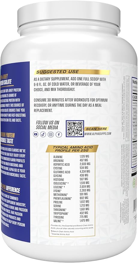 Alpha Supps ISO, Low Carb 100% Whey Protein Isolate Powder, 25 Grams Per Serving, Helps Support Muscle Growth, Low Sugar and Gluten Free (Fruity Cereal, 2 lb)