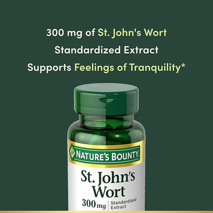Nature's Bounty St. John’s Wort 300mg Capsules, Herbal Health Supplement, Promotes a Positive Mood, 100 Capsules