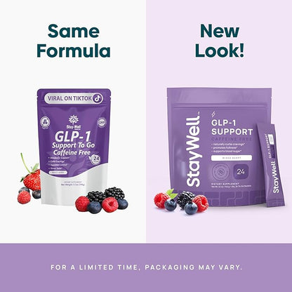 GLP-1 Supplement | GLP 1 Booster Drink Mix to Control Appetite and Cravings | Great Tasting Metabolic Support - Yerba Mate, Garcinia Cambogia, Berberine [Caffeine Free – Mixed Berry]