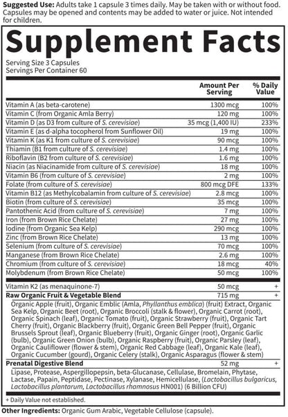 Garden of Life Vitamin Code®, RAW Prenatal™, 180 Vegetarian Capsules, (Pack of 2)