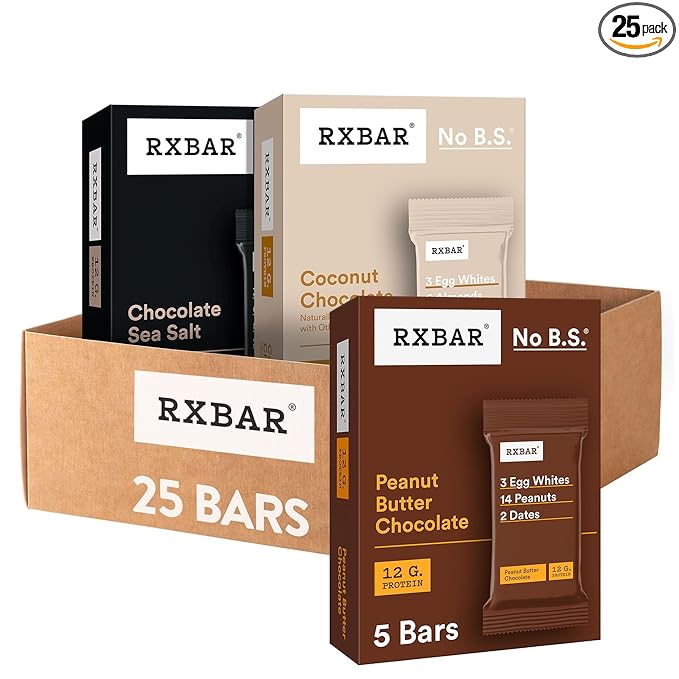 RXBAR Protein Bars, 12g Protein, Gluten Free Snacks, Chocolate Lovers Variety Pack (5 Boxes, 25 Count)