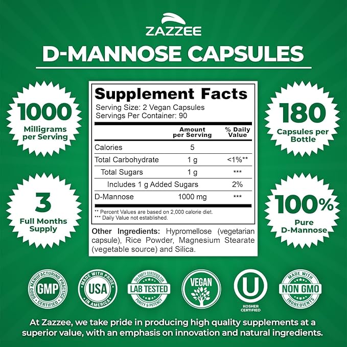 Zazzee Ultimate Urinary Tract Support Bundle | Super Concentrated Proanthocyanidin Cranberry Extract Capsules Plus D-Mannose 1000mg Capsules for UT & Bladder Cleansing