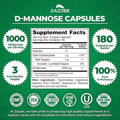 Zazzee Ultimate Urinary Tract Support Bundle | Super Concentrated Proanthocyanidin Cranberry Extract Capsules Plus D-Mannose 1000mg Capsules for UT & Bladder Cleansing