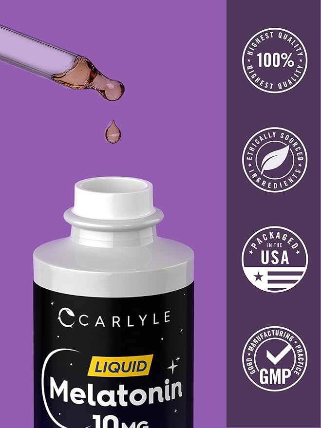 Carlyle Melatonin 10mg | 2 fl oz Liquid Drops | Berry Flavor | for Adults | Non-GMO, Vegetarian Supplement