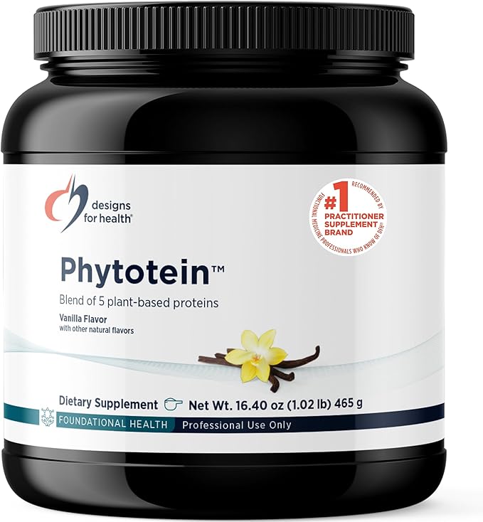Designs for Health Phytotein Vegan Protein Powder - 20g Organic Rice, Sacha Inchi, Pumpkin Seed, Sunflower Seed & Pea Protein Powder Blend - Creamy Texture, Vanilla Plant Protein (465g)