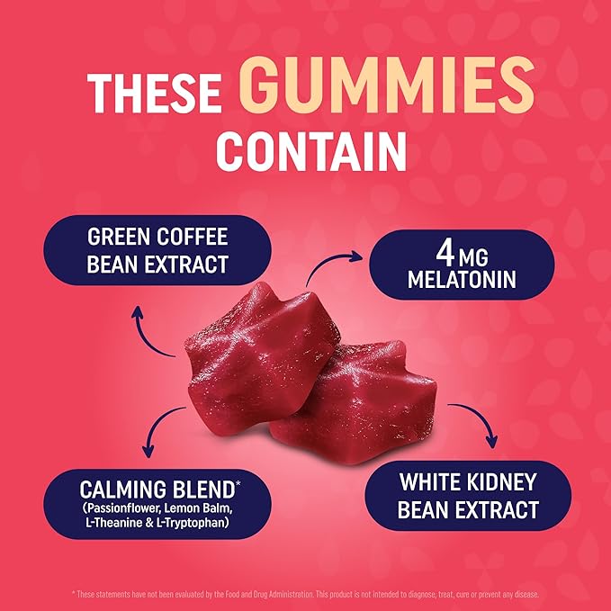 Night Time Fat Burner Gummies with Melatonin for Sleep & Weight Loss Support | Hunger Suppressant & Metabolism Booster, Shred Belly Fat While You Sleep | Diet Supplement for Women & Men | 60 Ct
