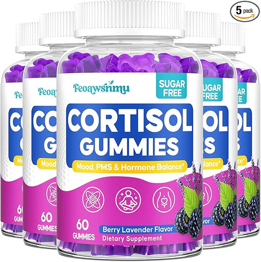 Cortisol Supplements for Women, 0 Sugar Cortisol Gummies, Cortisol Reducer with Ashwagandha, Myo-Inositol, GABA & Saffron - Stress Relief, Hormone Balance & PMS, Cortisol Detox for Women, 300 Count