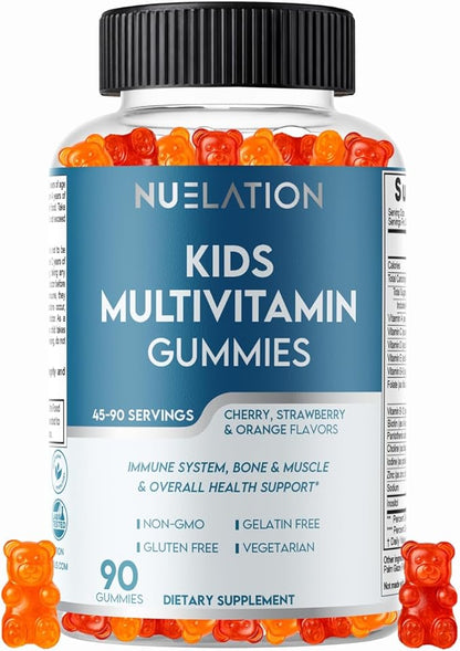 Gelatin Free, Vegetarian Kids Multivitamin Gummies 45-90 Day Supply. 14 Essential Vitamins & Minerals. Kids Gummy Vitamins for Overall Wellness. Non-GMO, Gluten Free Children Vitamin