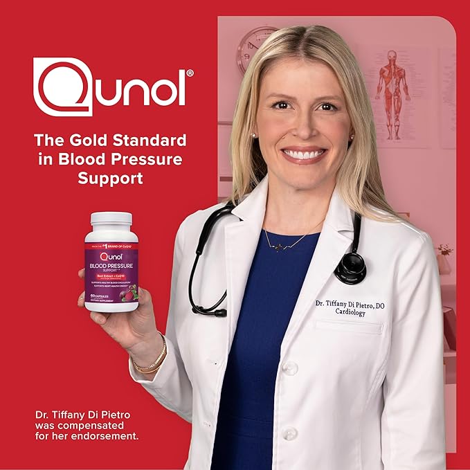 Qunol Blood Pressure Support, 3 in 1 Beets + CoQ10 + Grape Seed Extract, Beet Root Capsules that Supports Healthy Blood Circulation & Heart Healthy Energy, 60 Count (Pack of 1)