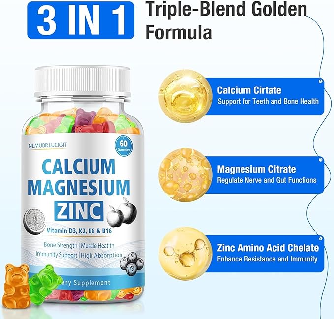 1200mg Calcium Gummies with Vitamin D3,K2,B6 Calcium Citrate Magnesium Zinc for Bonе & Immune Support, Calcium Supplements for Women&Men 120 Chews