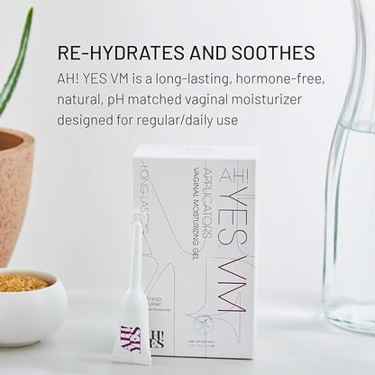 AH! YES® VM Water Based Vaginal Moisturizer | Long Lasting & Fast Acting for Vaginal Dryness & Irritation | pH Matched | Estrogen Free | Certified Organic & Natural (30 x 0.17 fl oz Applicators)