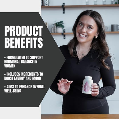 Sweat Ethic Victress, Hormone Balance Support for Women with KSM-66 Ashwagandha, DIM, Biotin, Folic Acid, Dandelion Root, Cayenne Pepper & Vitamin D3, Daily Wellness Formula, 90 Easy to Take Capsules
