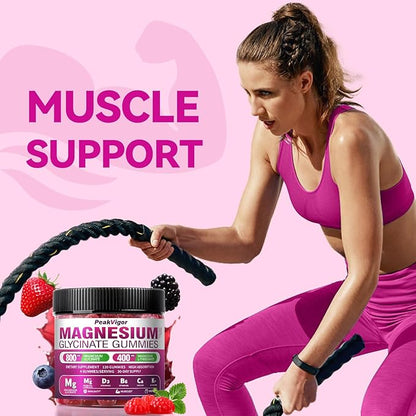 5 IN 1 Magnesium Glycinate Gummies,1400mg Magnesium Complex with Glycinate, L-Threonate, Vitamin B6, CoQ10 & Black Pepper, Organic, Non-GMO, Third-Party Tested, Gut-Friendly & Easy-to-Chew 120 Gummies