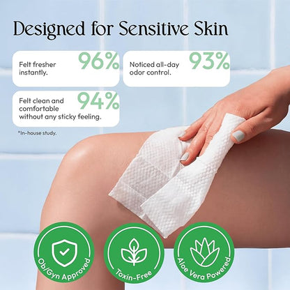 FOMIN Feminine Wipes for Women - 9 Pack (72 Wipes) - pH Balanced Aloe Vera Intimate Cleansing Wipes - Wipes for Sensitive Skin - Individual Packets -Travel Essentials & Gifts for Women & Teen Girls