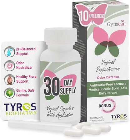 Boric Acid Vaginal Suppositories Advanced Feminine pH Balance Support, Odor Control & Itch Relief, Pure & Gentle Intimate Care, Easy-Insert Applicator
