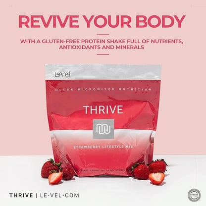 Thrive Protein Shake | 16 Packets (35g Each) | Gluten-Free, Pea Protein, Probiotics, Fiber & Digestive Enzymes | Supports Lean Muscle (16 Packets (Single Servings), Strawberry)