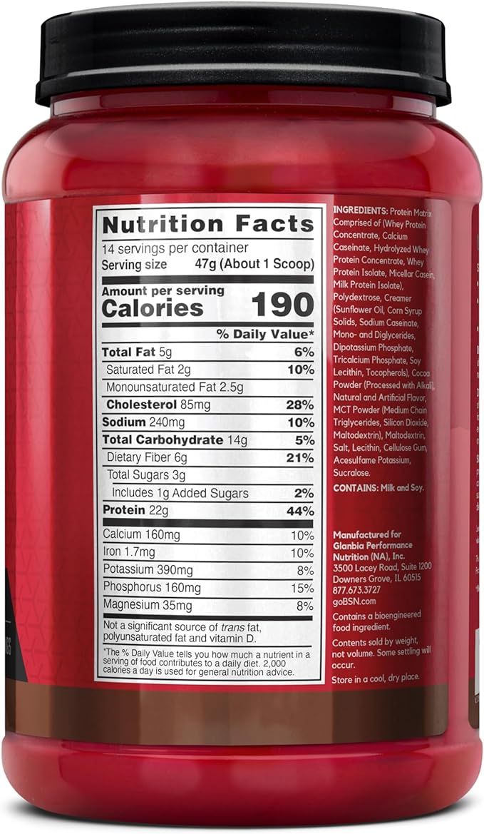 BSN SYNTHA-6 Premium Protein Powder with 6g of Fiber, Whey Isolate, Micellar Casein, Milk Protein Isolate, 5g of Fat, Chocolate Milkshake, 14 Servings, 1.45 Pound (Packaging May Vary)