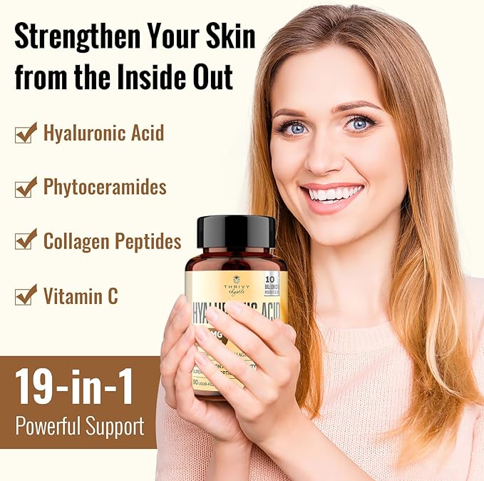 19-in-1 Hyaluronic Acid Capsules - Hylunaric Acid 1200 mg, with Collagen Peptides, Vitamin C, Phytoceramides - for Skin, Eyes, Gastrointestinal, Bones Support (2 Pack)