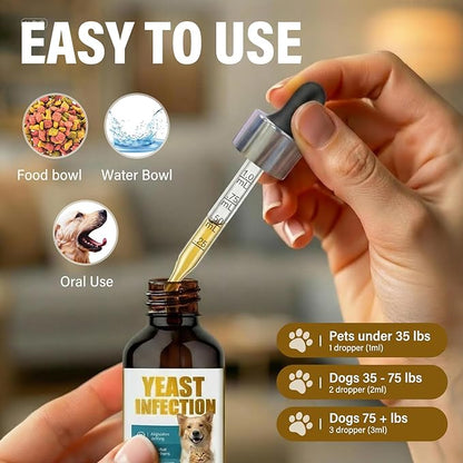 Yeast Infection Treatment for Dogs, Dog Anti Yeast Drops Treatment, Natural Dog Ear Yeast Infection Treatment Supports Immune System & Skin Microbiome