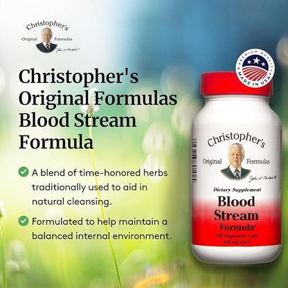 Christopher's Original Formulas Blood Stream Formula - Blood Circulation Supplements - Supports Vein Elasticity, Clean & Pure Bloodstream - Pack of 2