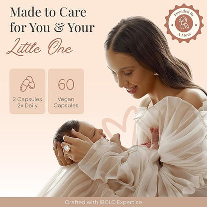 Elevate Lactation Supplement, Natural Lactation Support for Breastfeeding, Breast Milk Supply Increase, Fenugreek, Moringa, Thistle Alfalfa, Fennel, Vegan, Non-GMO, 60 Capsules