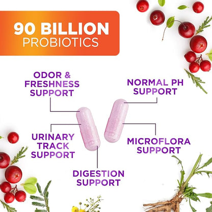 Probiotics for Women - Probiotic Blend 90 Billion CFU Per Serving - Women's Probiotic for Targeted Vaginal & Digestive Health Support - 16 Strains, Cranberry, Prebiotics - Bottled USA - 120 Capsules