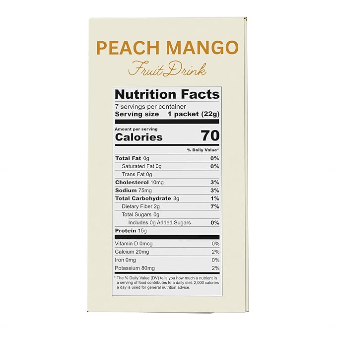 Nutmeg State Nutrition - High Protein Diet Fruit Drink - 15g Protein - Low Calorie - Low Carb - Low Sugar - Fat Free, 7 Servings Per Box (Peach Mango)