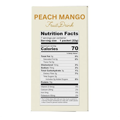 Nutmeg State Nutrition - High Protein Diet Fruit Drink - 15g Protein - Low Calorie - Low Carb - Low Sugar - Fat Free, 7 Servings Per Box (Peach Mango)