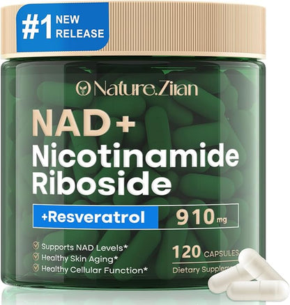 NAD Supplement - NAD+ Nicotinamide Riboside 910 Mg Supplement for Women & Men, Liposomal Nicotinamide Riboside with Resveratrol, for Focus, Boost - 120 Capsules (120 Count (Pack of 1))