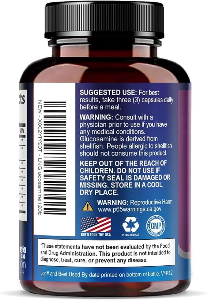 Glucosamine Chondroitin MSM Complex - 3X Strength Joint Support Supplement with Glucosamine Sulfate, Turmeric, Boswellia - For Cartilage, Mobility & Flexibility - Bottled in USA, 120 Capsules