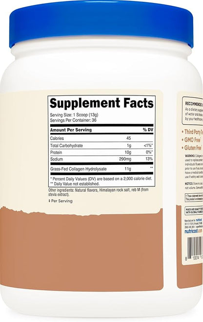 Nutricost Collagen Peptides Powder 1LB (454 G) (Salted Caramel) - Grass Fed Bovine Collagen Hydrolysate