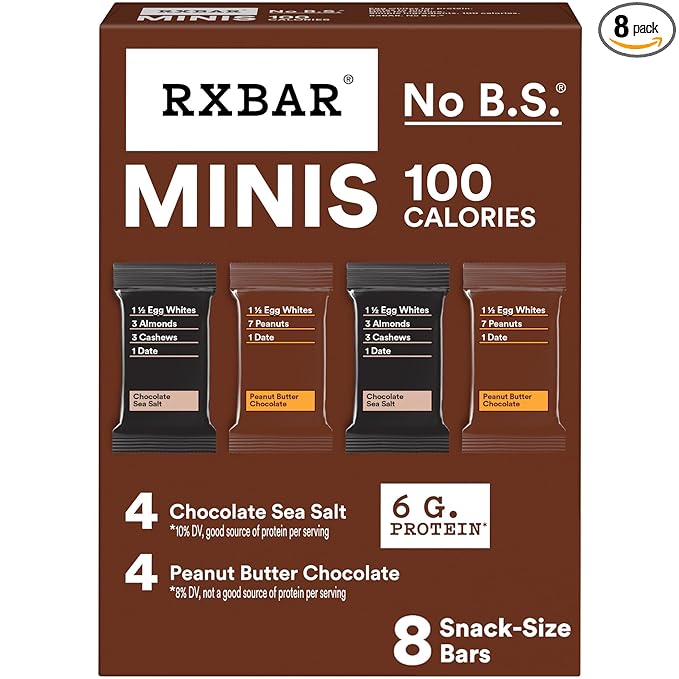 RXBAR Minis Protein Bars, Protein Snack, Snack Bars, Variety Pack, 7.3oz Box (8 Count)