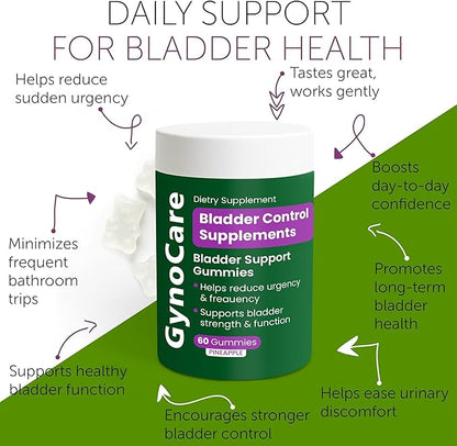 Bladder Control Supplements – Urinary Tract Health for Women | Overactive Bladder Support, UTI Relief & Infection Treatment | Daily Feminine Wellness Gummies – 60 Pineapple Flavor