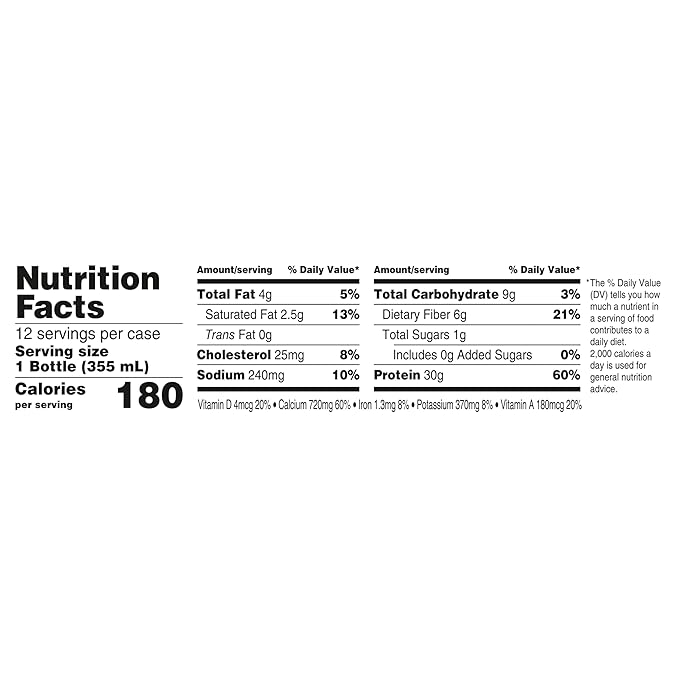 Oikos Protein Shake,Chocolate,30g High Protein Drinks,Shelf Stable,Ready to Drink,5g Prebiotic Fiber,12 fl oz Bottle,,(Pack of 24)