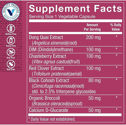 The Vitamin Shoppe Menopause Support - Estrogen Metabolism & Hot Flash Relief | Women's Hormone Balance | 60 Vegetable Capsules | Natural Comfort
